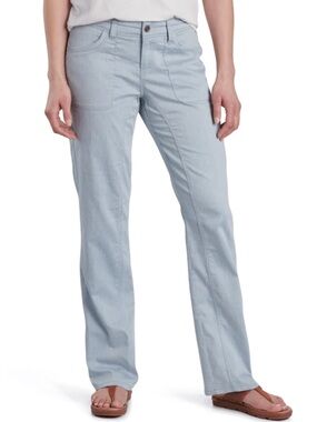 Kuhl women's Cabo Pants 4 Long Light Blue cotton Linen hiking outdoors